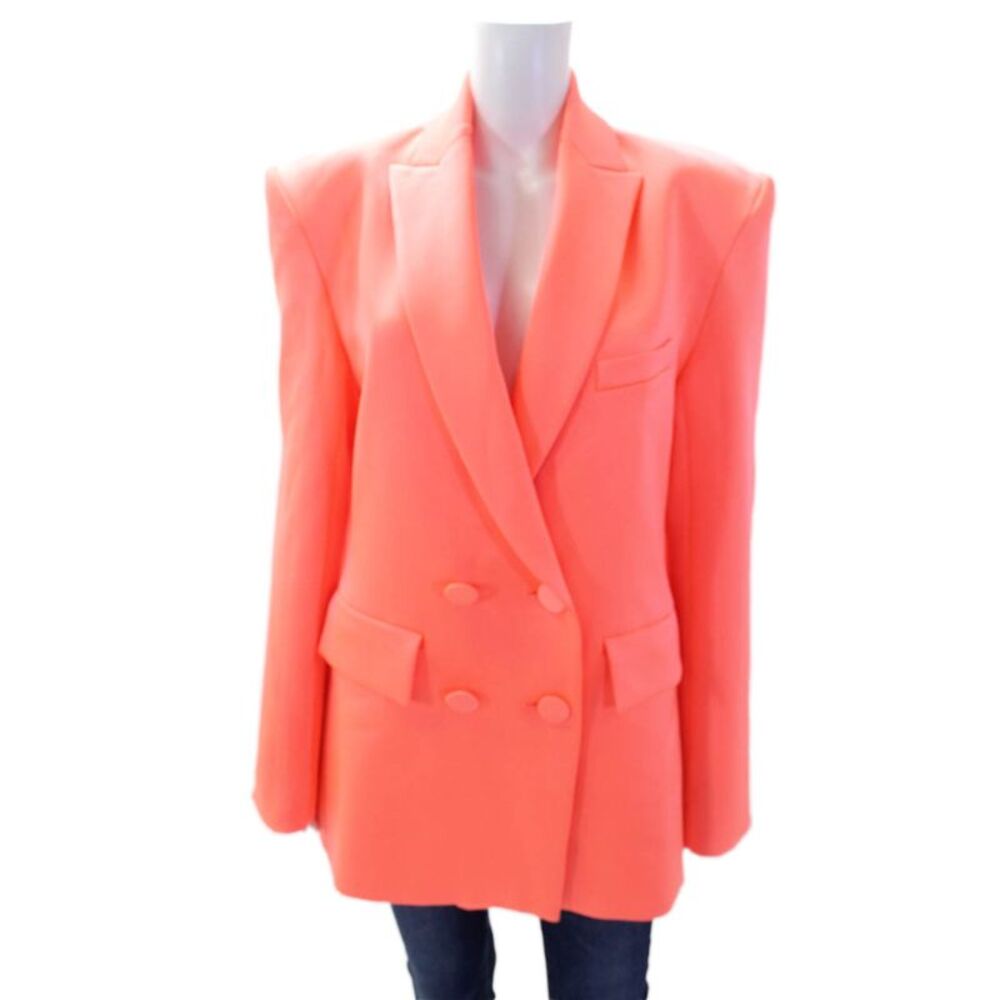 Alex Perry Womens Solid Double Breasted Button Up Blazer Jacket Pink Size 4